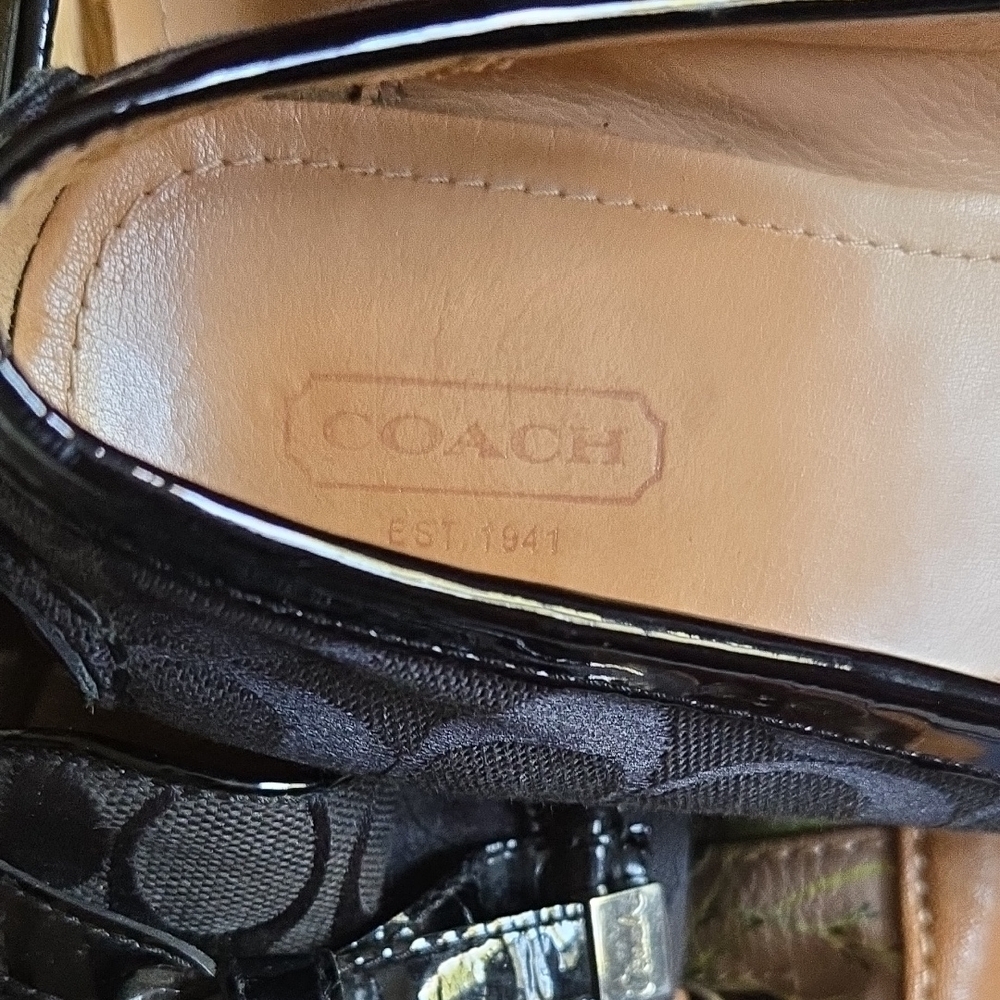 Coach Black Suede Loafers with Bow Detail - Picture 5 of 6
